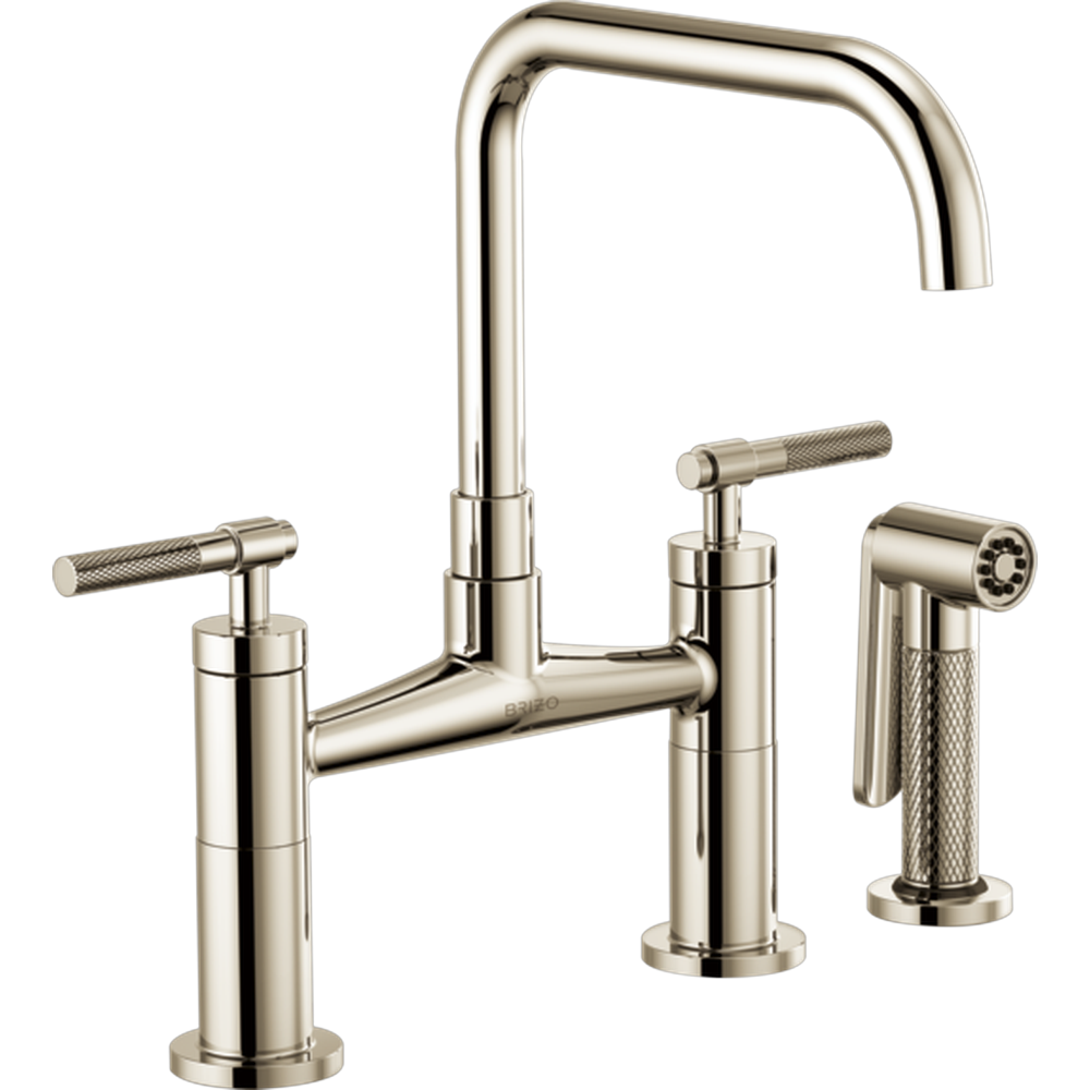 [62553LF-PN] GRIFO PUENTE BRIZO LITZE NÍQUEL CON BOQUILLA CUADRADA Y COMANDO MOLETEADO