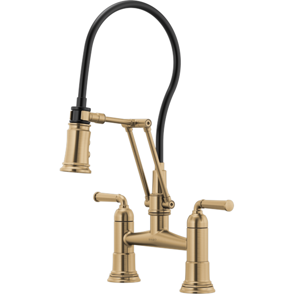 GRIFO DE PUENTE ARTICULADO BRIZO ROOK DORADO CON EXTENSIBLE