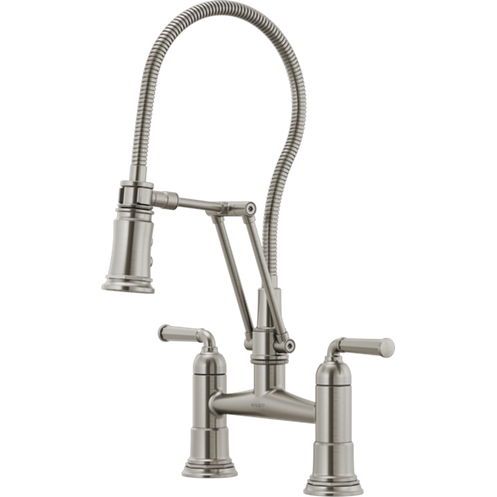 GRIFO PUENTE ARTICULADO BRIZO ROOK ALTO CON ROCIADOR EXTRAÍBLE CROMO