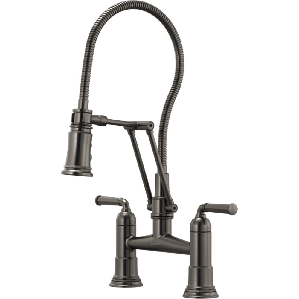 [62174LF-SL] GRIFO DE PUENTE ARTICULADO BRIZO ROOK ALTO NEGRO CON MANGUERA ACABADA