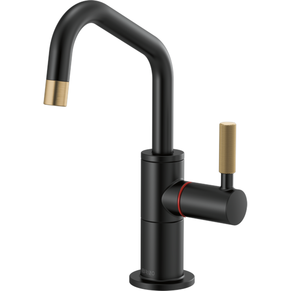 [61363LF-H-BLGL] GRIFO DE AGUA CALIENTE INSTANTÁNEA NEGRO CON CAÑO ANGULADO Y MANGO MOLETEADO