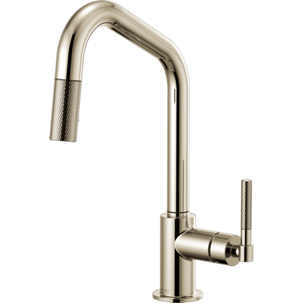 GRIFO COCINA MONOMANDO BRIZO LITZE NÍQUEL CAÑO ANGULADO MANIJA ESTRIADA