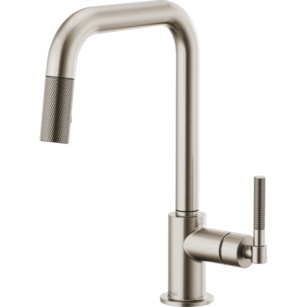 [63053LF-SS] GRIFO COCINA BRIZO LITZE EXTRAÍBLE CON CAÑO CUADRADO Y MANETA KNURLED