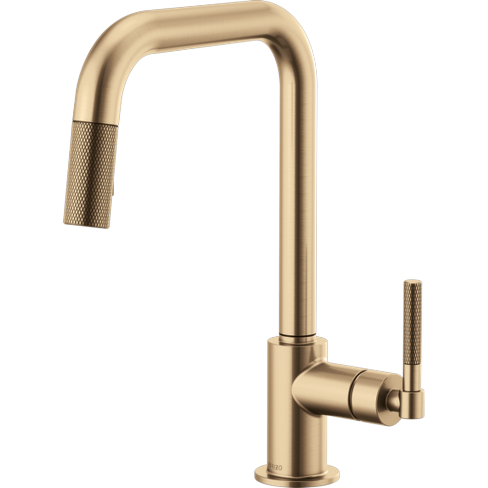 GRIFO DE COCINA PULL-DOWN LITZE CON BOQUILLA CUADRADA Y MANIJA ESTRIADA DORADO