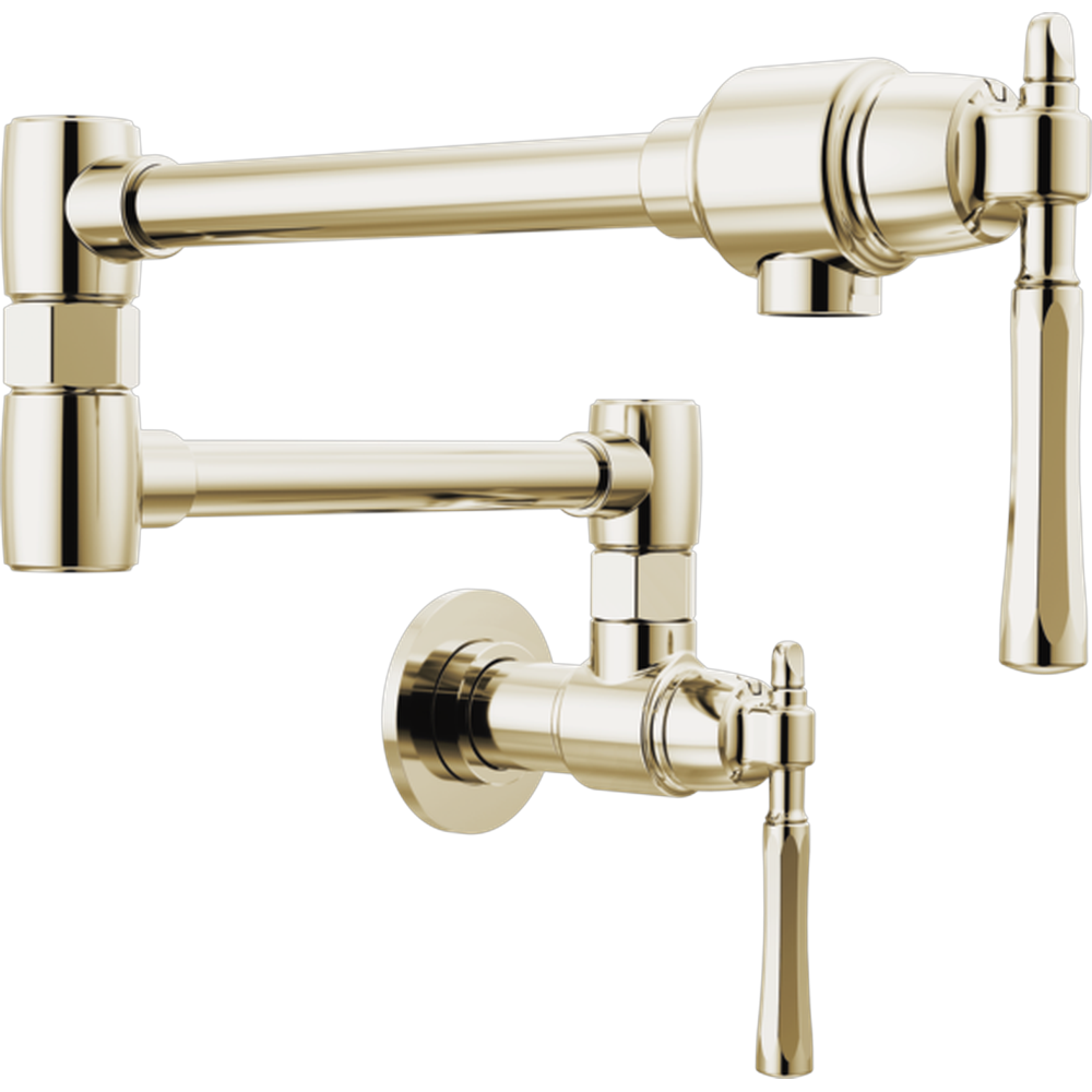 GRIFO DE COCINA BRIZO THE TULHAM® NÍQUEL PULIDO MONTAJE EN PARED EXTENSIBLE