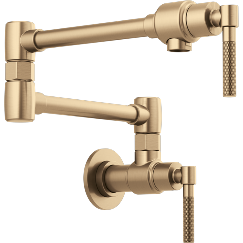 [62843LF-GL] GRIFO DE COCINA BRIZO LITZE PARA PARED CON MANIJA MOLETEADA DORADO