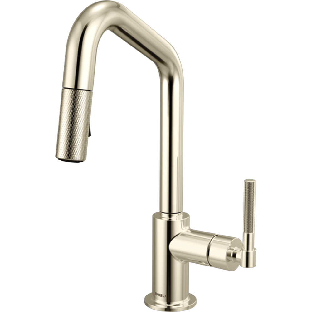 [63963LF-PN] GRIFO DE COCINA BRIZO LITZE® MONOMANDO CON ÁNGULO Y MANIJA MOLETEADA NÍQUEL PULIDO