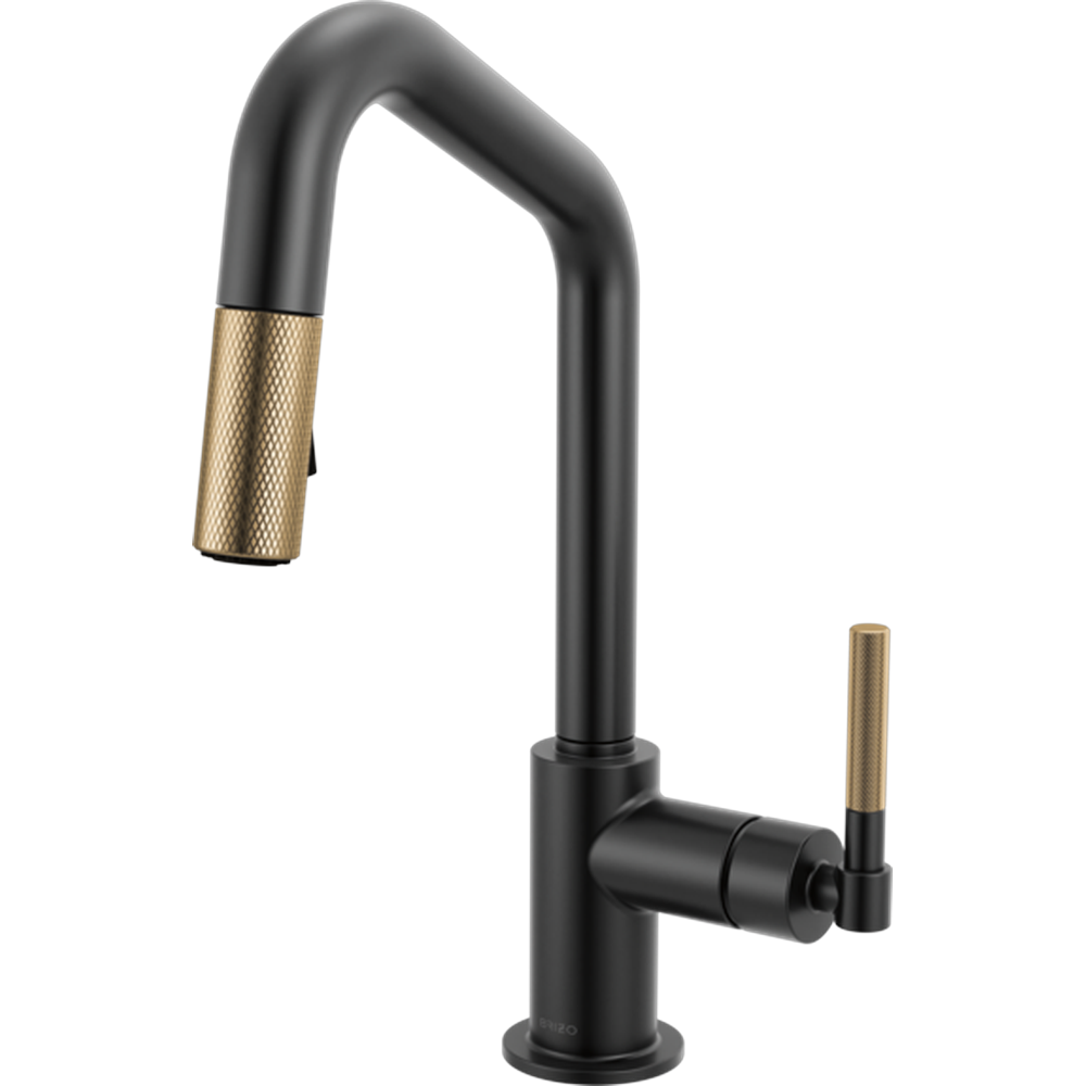 GRIFO DE COCINA MONOMANDO BRIZO LITZE®, BOQUILLA ANGULAR, MANILLA ESTRIADA, DORADO MATE