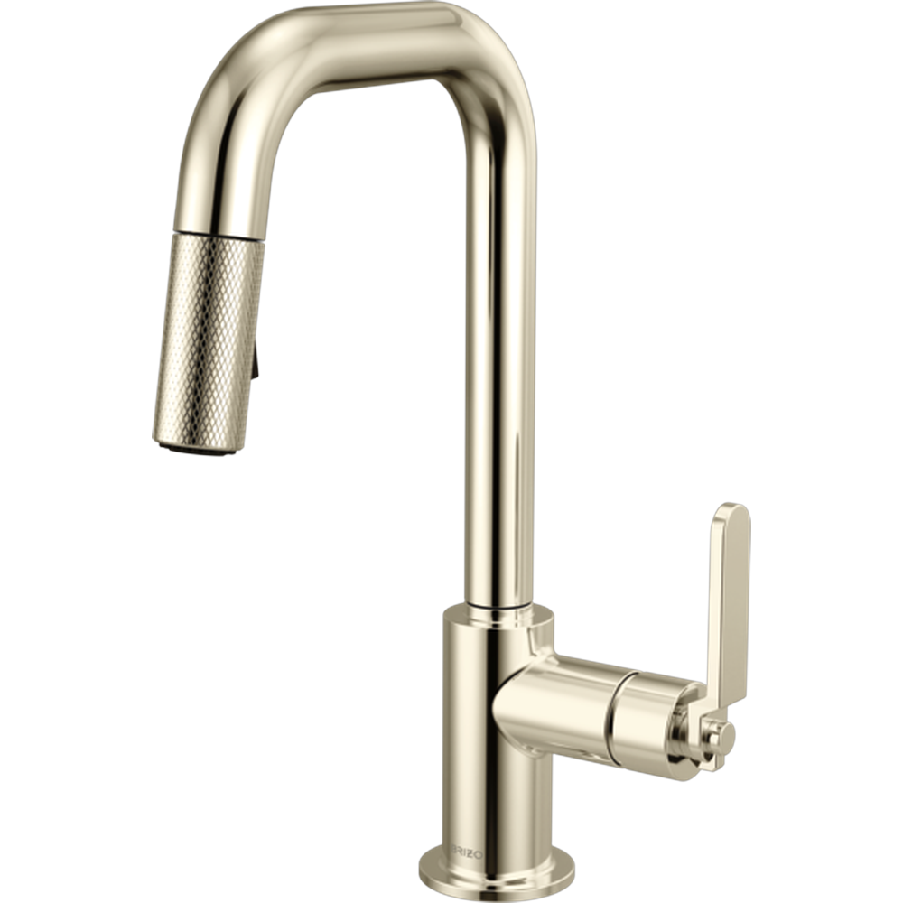 GRIFO DE COCINA BRIZO LITZE®, BOQUILLA CUADRADA, MANETA INDUSTRIAL, NÍQUEL PULIDO