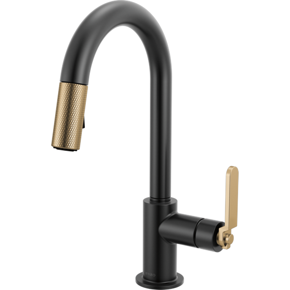 GRIFO DE COCINA BRIZO LITZE® MONOMANDO DORADO MATE CON CAÑO DE ARCO Y MANIJA INDUSTRIAL