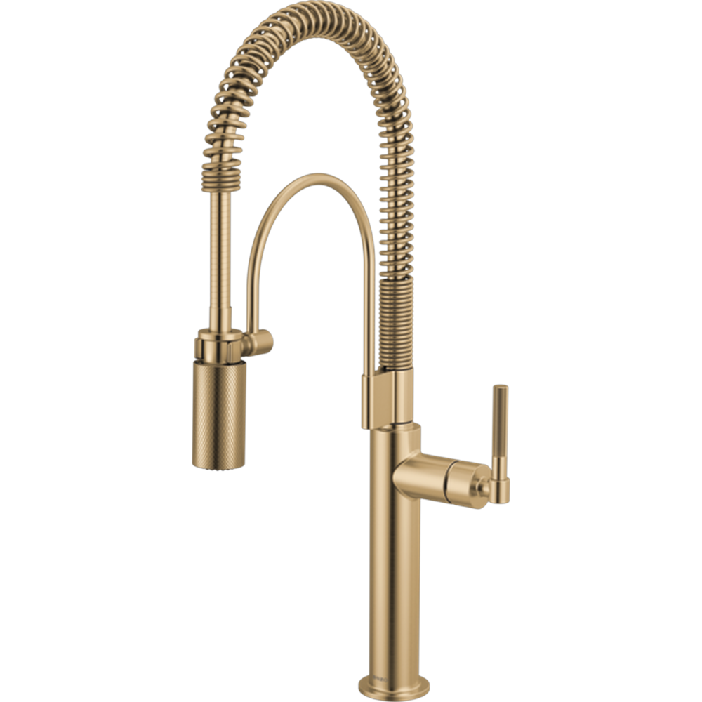 [63343LF-GL] GRIFO DE COCINA SEMI-PROFESIONAL BRIZO LITZE®, MANGO ESTRIADO, DORADO CEPILLADO