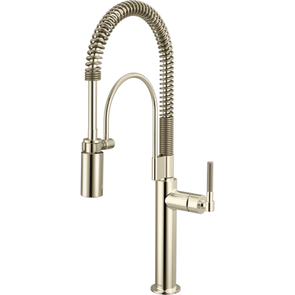 [63343LF-PN] GRIFO DE COCINA SEMI-PROFESIONAL BRIZO LITZE MANETA MOLETEADA NÍQUEL PULIDO