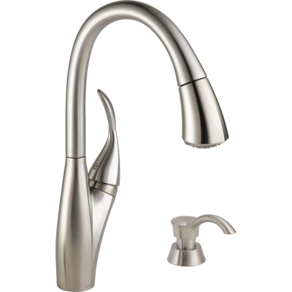 GRIFO DE COCINA DELTA BERKLEY MONOMANDO EXTRAÍBLE CON MAGNATITE Y DISPENSADOR DE JABÓN
