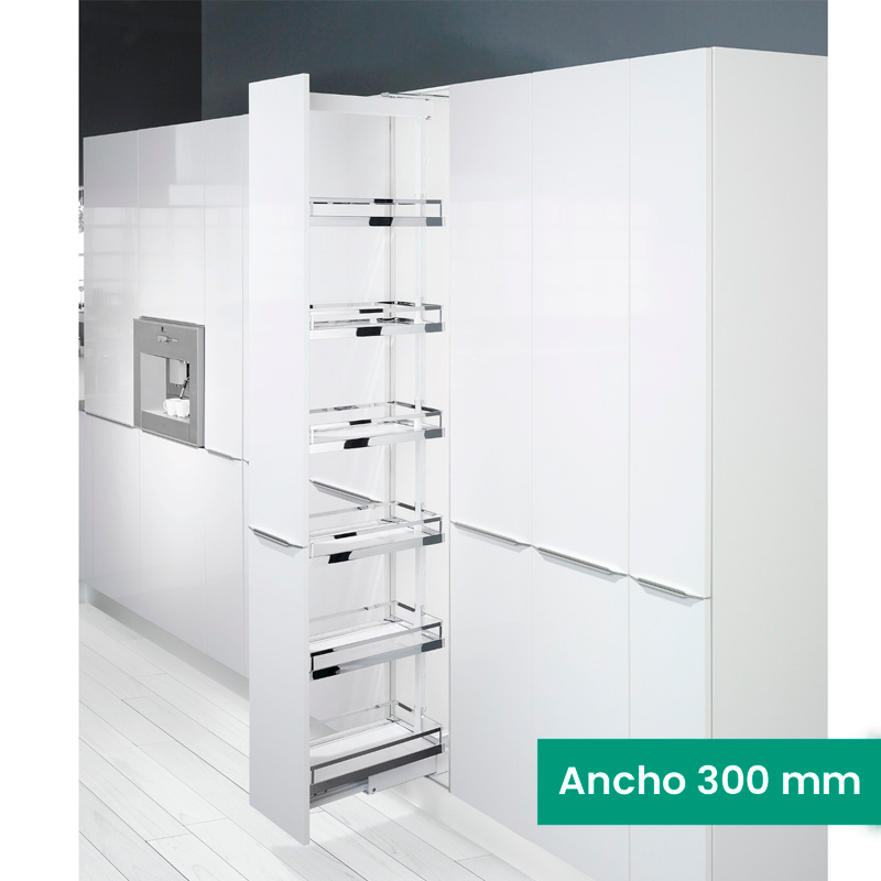 KIT 01 - EXTRAÍBLE PARA COCINA DISPENSA CON 6 ENTREPAÑOS STYLE PARA MUEBLE DE 300 MM DE ANCHO