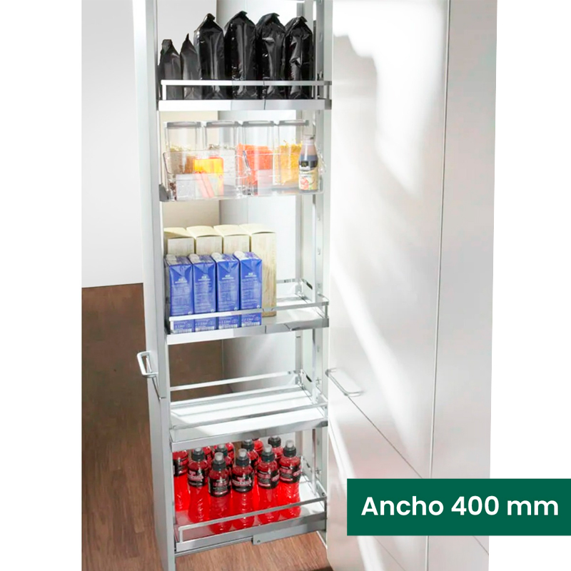 [mag:13582] KIT 08 - EXTRAÍBLE PARA COCINA DISPENSA CON 4 ENTREPAÑOS STYLE, BOTES CONTENEDORES PARA MUEBLE DE 400 MM DE ANCHO