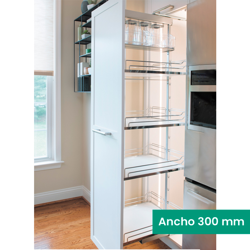 [mag:13579] KIT 06 - EXTRAÍBLE PARA COCINA DISPENSA CON 4 ENTREPAÑOS CLASSIC, BOTES CONTENEDORES PARA MUEBLE DE 300 MM DE ANCHO