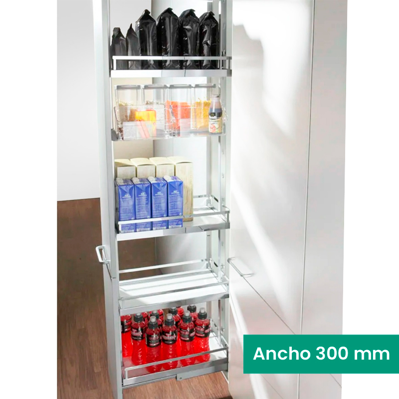 [mag:13580] KIT 07 - EXTRAÍBLE PARA COCINA DISPENSA CON 4 ENTREPAÑOS STYLE, BOTES CONTENEDORES PARA MUEBLE DE 300 MM DE ANCHO