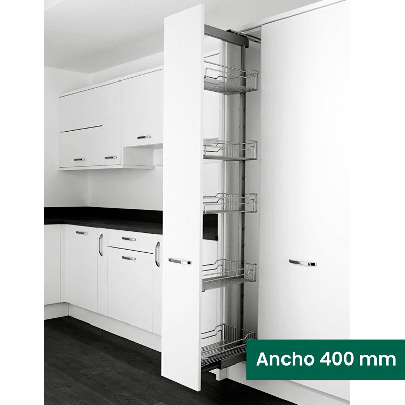 KIT 10 - EXTRAÍBLE PARA COCINA DISPENSA CON 5 CANASTILLAS PARA MUEBLE DE 400 MM DE ANCHO