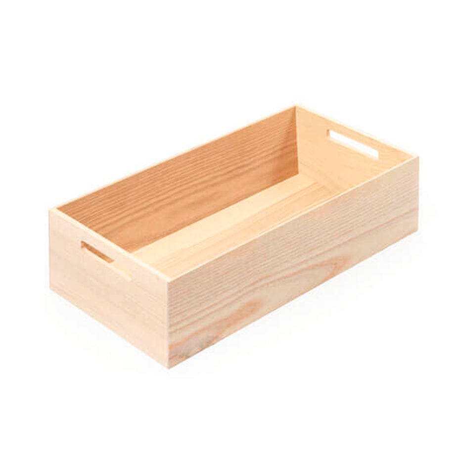 [mag:11038] CAJA RECTANGULAR LINIQ DE ENCINO BLANCO, PARA ORGANIZACIÓN DE CAJONES DE COCINA