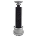 MULTICONTACTO TA 80, 3 SOCKETS, 2 PUERTOS USB A, COLOR NEGRO/PLATA