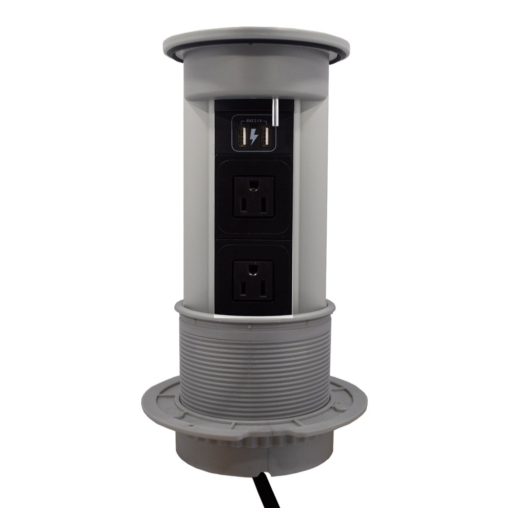 [mag:6772] MULTICONTACTO DE TORRE PUSH ELITE, CON 2 ENCHUFES, 1 USB DÚPLEX DE CARGA, ACABADO INOX MATE