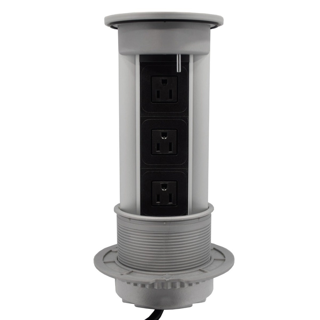 [mag:904] MULTICONTACTO DE TORRE PUSH ELITE, 3 SOCKETS, ACABADO INOX