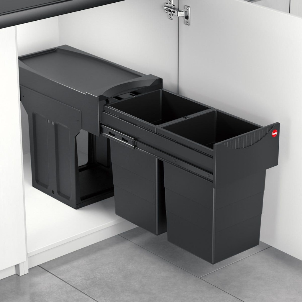 [mag:12172] BOTE BASURERO EXTRAÍBLE AS TANDEM PARA GABINETE DE 300 MM. CAP TOTAL 30 L/ 2 BOTES DE 15 L