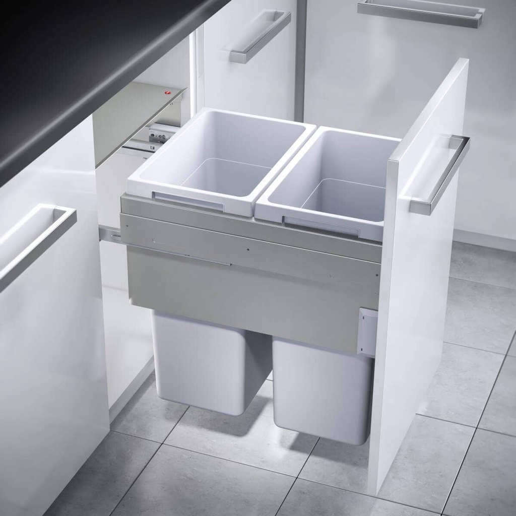 [mag:10279] BOTE BASURERO EXTRAÍBLE EURO CARGO-ST PARA GABINETE DE 500 MM, CAP TOTAL 76 L/ 2 BOTE DE 38 L