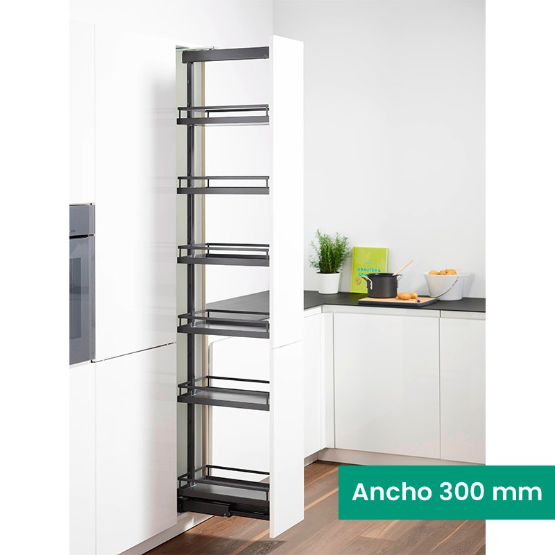 [mag:17950] KIT 13 - EXTRAÍBLE PARA COCINA DISPENSA CON 6 ENTREPAÑOS STYLE PARA MUEBLE DE 300 MM DE ANCHO, ACABADO ANTRACITA