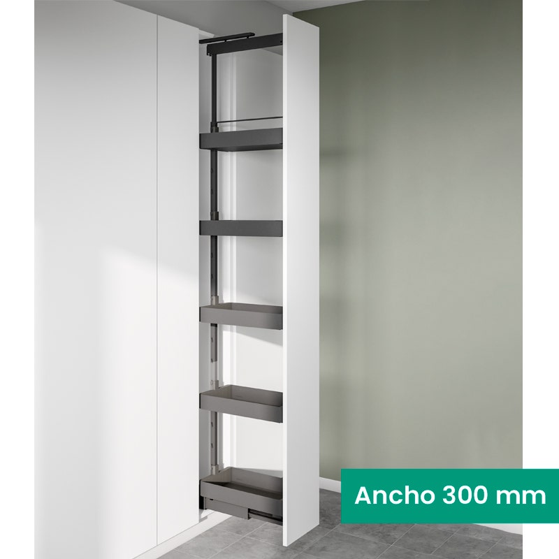 [mag:18472] KIT 15 - EXTRAÍBLE PARA COCINA DISPENSA CON 5 ENTREPAÑOS K-LINE PARA MUEBLE DE 300 MM DE ANCHO, ACABADO ANTRACITA