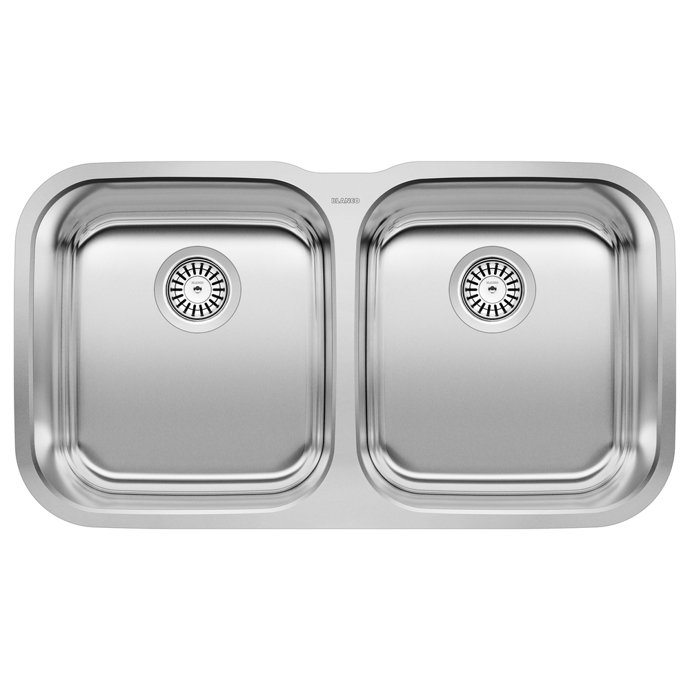 [441020] TARJA COCINA BLANCO STELLAR EQUAL DOBLE TAZÓN 85CM ACERO CROMADO