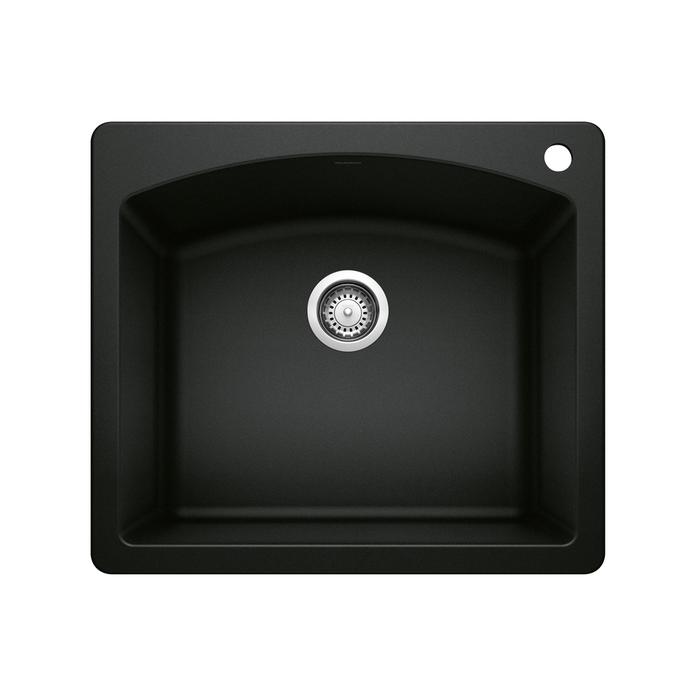 TARJA DE COCINA SILGRANIT NEGRO DIAMOND TAZÓN ÚNICO DOBLE MONTAJE