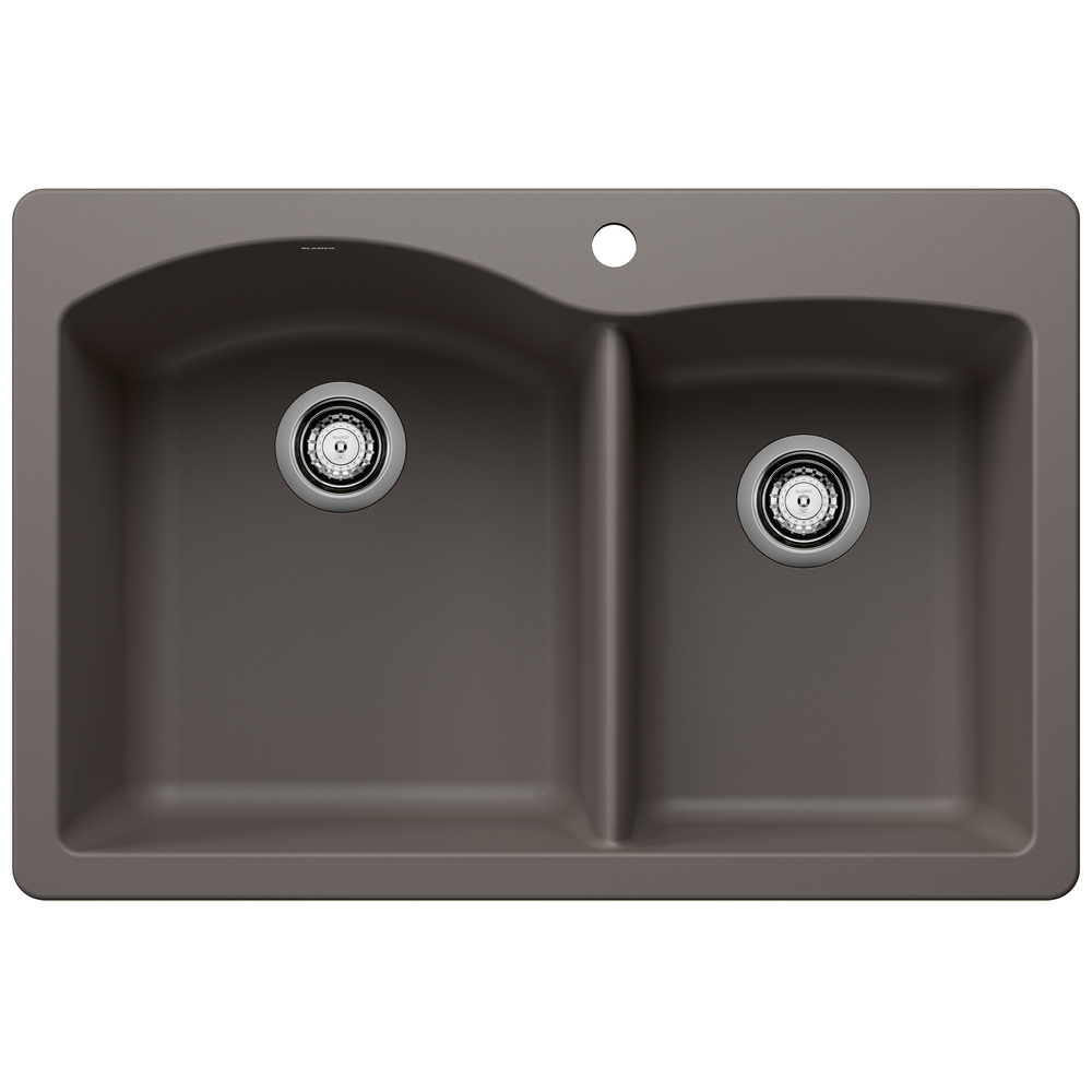 [443100] TARJA DE COCINA SILGRANIT BLANCO DIAMOND DOBLE TAZÓN GRIS VOLCÁN