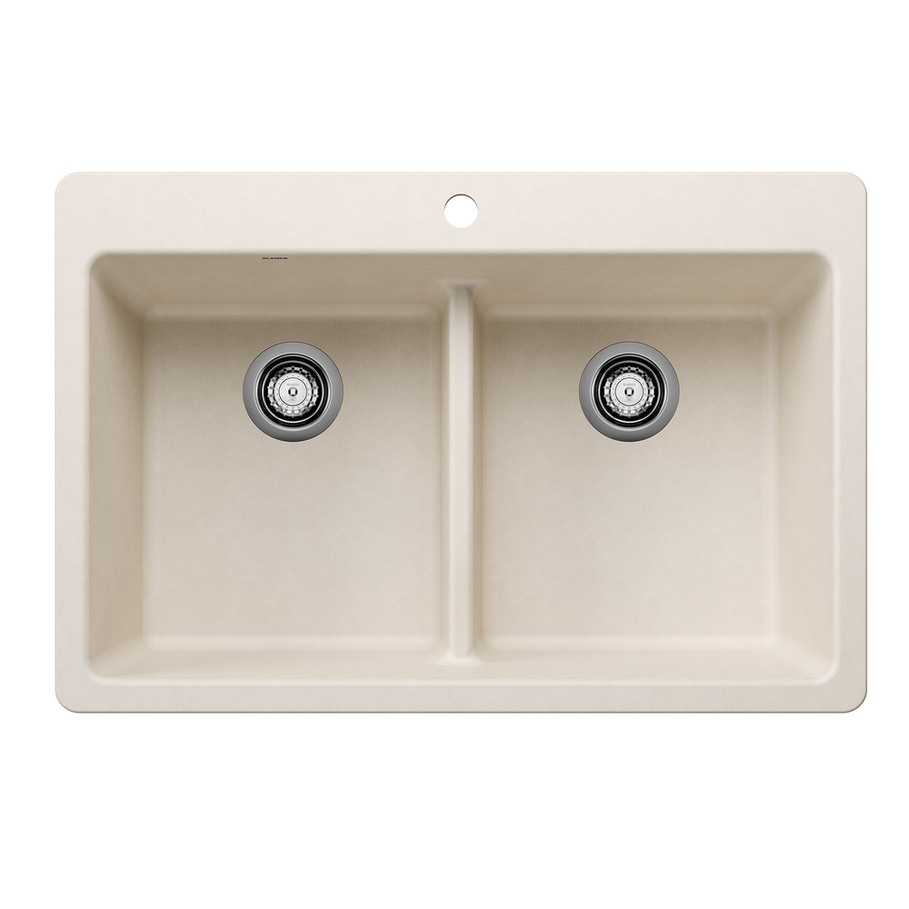 TARJA DOBLE BAJO MONTAJE BLANCO SILGRANIT PARA COCINA 84X56CM