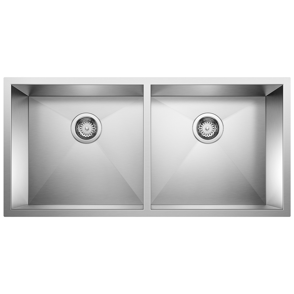 TARJA GRANDE DOBLE TAZÓN ACERO INOXIDABLE BLANCO UNDERMOUNT