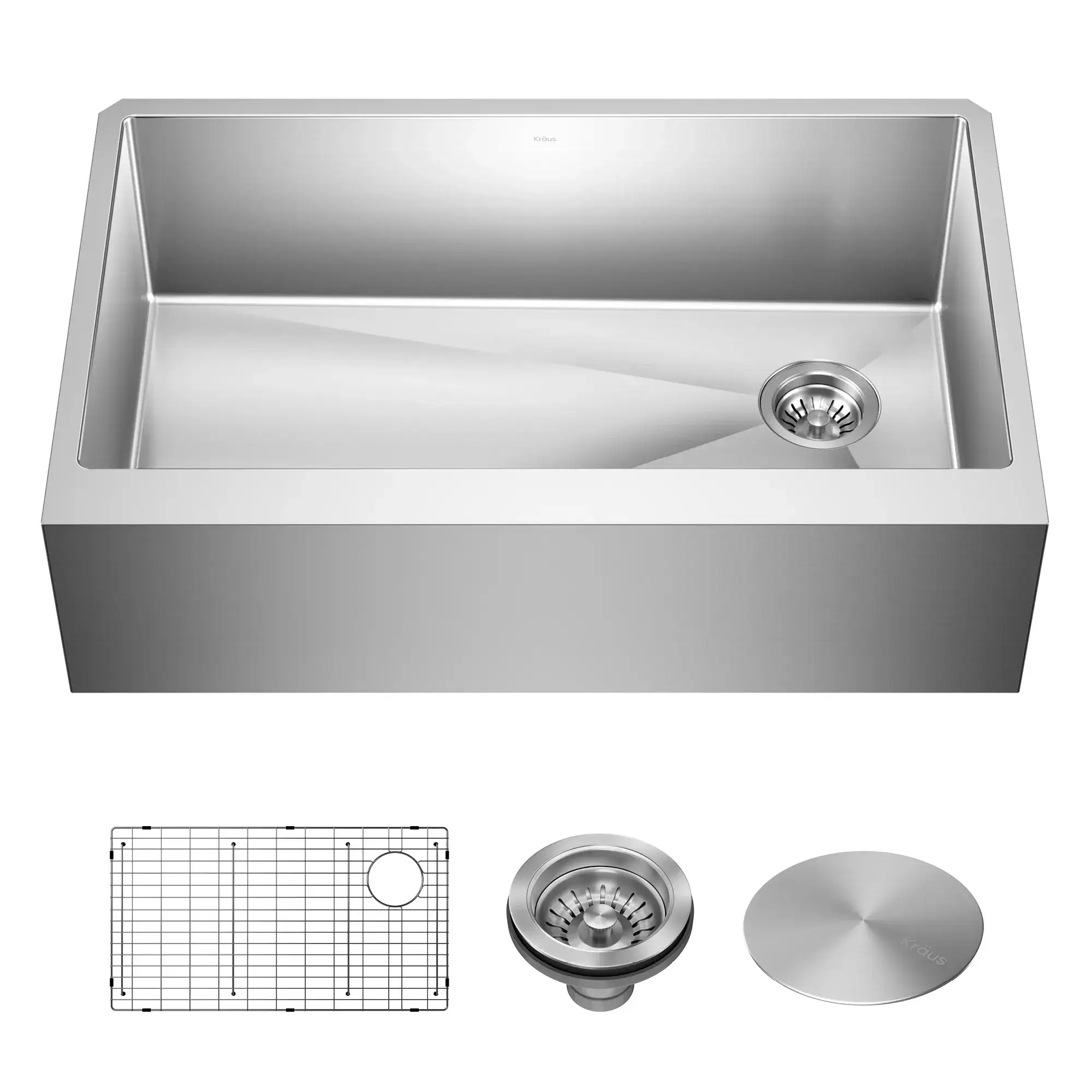 TARJA COCINA KRAUS PRO 33 PULGADAS ACERO INOXIDABLE UN TAZÓN FRONTAL