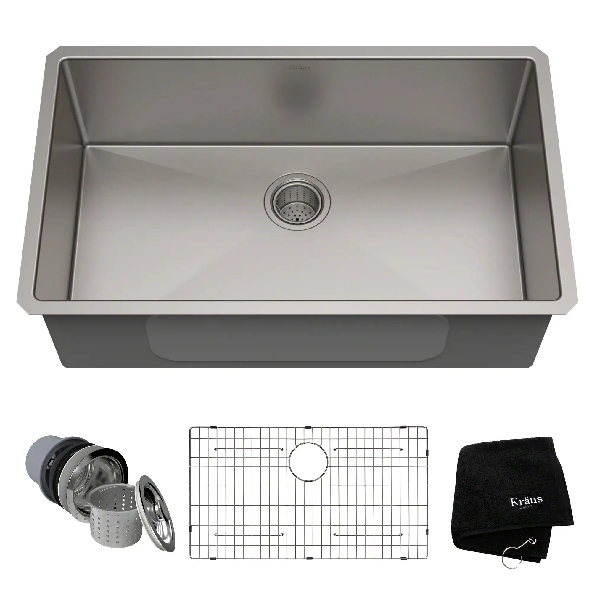 [KHU100-32] TARJA DE COCINA KRAUS STANDART PRO 32 PULGADAS ACERO INOXIDABLE BAJO ENCIMERA