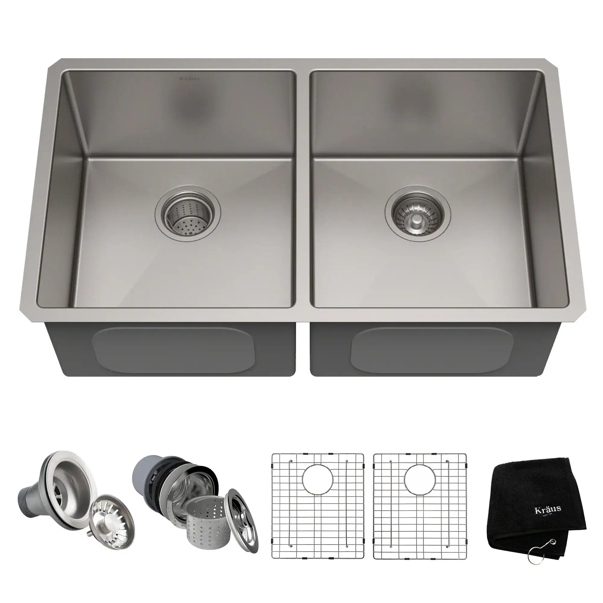 [KHU102-33] FREGADERO KRAUS STANDART PRO ACERO INOXIDABLE DOBLE TAZÓN